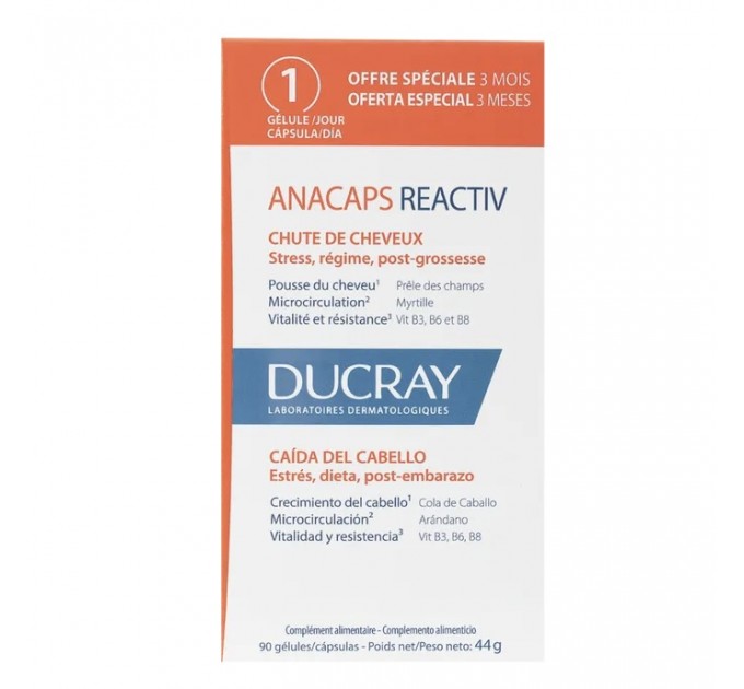 Комплекс для волос DUCRAY ANACAPS REACTIV CHUTE DE CHEVEUX 90 капсул