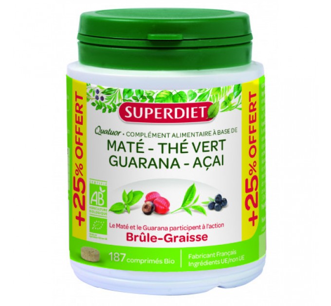 Жиросжигатель Quatuor Brûle graisse de SUPER DIET 150 + 37 таблеток