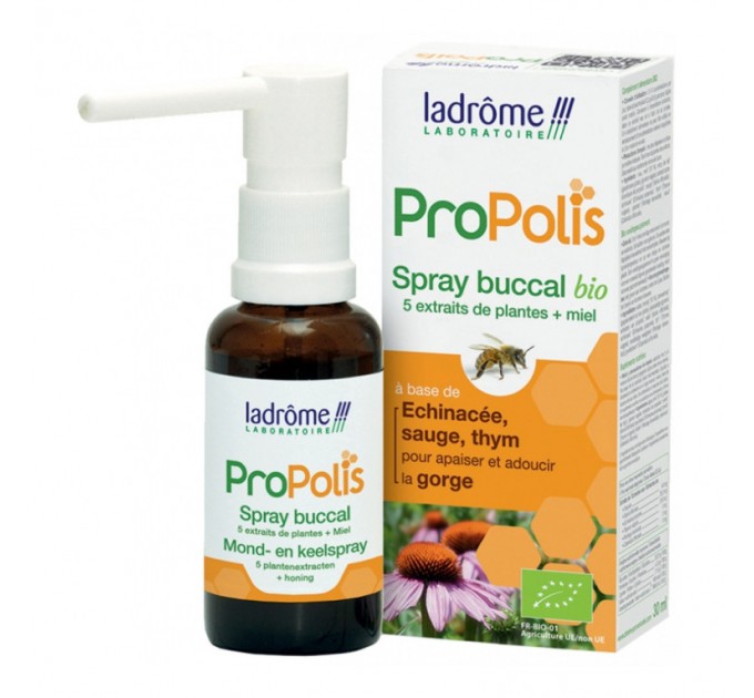 Органический спрей для полости рта 5 растений + мед Propolis LADRÔME 30 мл