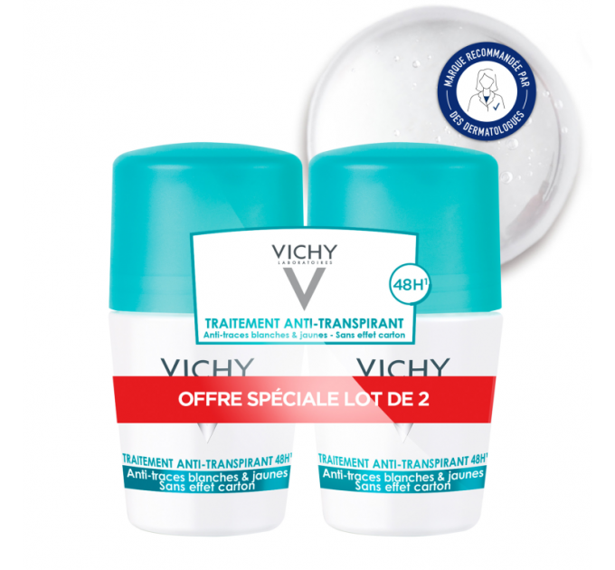 Дезодорант Anti-Transpirant Anti-traces 48H Peaux sensibles de Vichy 50 мл*2