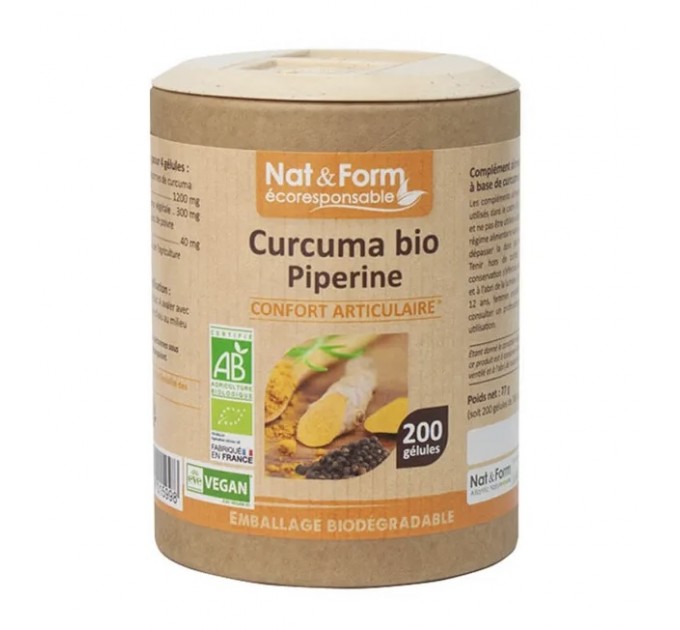 Добавка для костей и суставов Nat&Form Curcuma Et Piperine 220 капсул