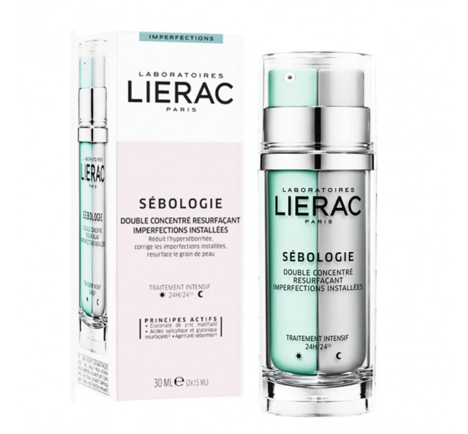 Двойной концентрат для шлифовки LIERAC Sebology Double Concentré Resurfaçant 30 мл