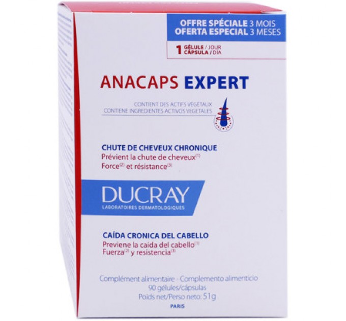 Комплекс против хронического облысения DUCRAY ANACAPS EXPERT CHUTE DE CHEVEUX CHRONIQUE 3x30 капсул