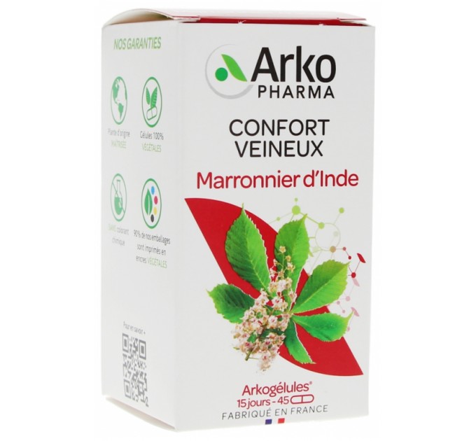 Капсулы для здоровья венозной системы Arkopharma Arkogélules Marronnier d'Inde 45 капсул