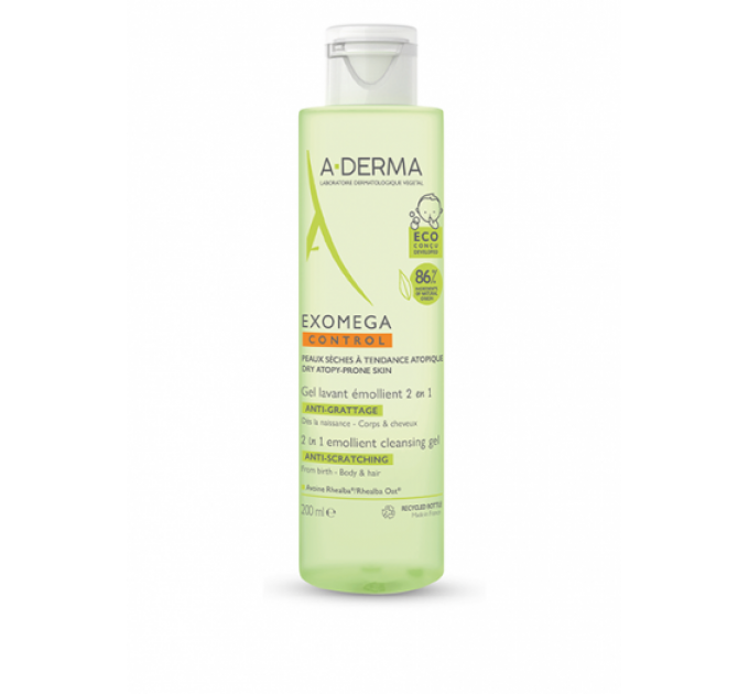 Гель для волос и тела с повышенной сухостью Exomega Control Emollient Cleansing Gel от A-DERMA 200 мл