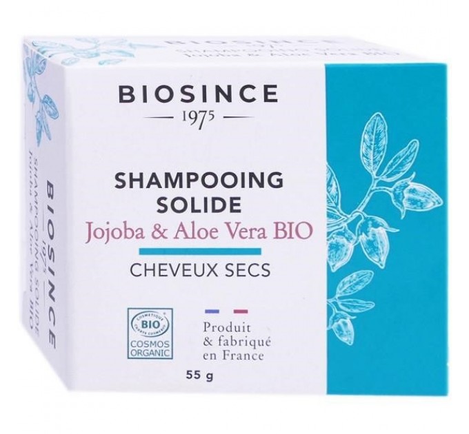 Твердый шампунь для сухих волос с маслом жожоба Biosince Solide Jojoba & Aloe vera Bio 55г