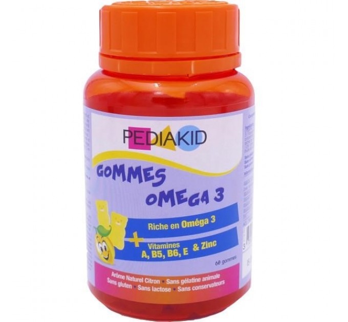 Жевательные резинки pediakid omega 3 138 г натуральный лимонный ароматизатор