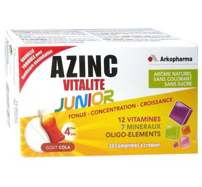 Витаминный комплекс для детей Azinc Vitality Junior кола 30 таблеток