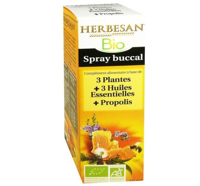Спрей для полости рта с органическими травами и прополисом Spray buccal d’HERBESAN 20 мл