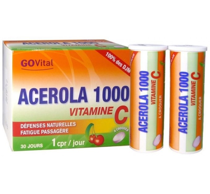 Витамин С с ацеролой Go vital acerola 1000+  30 жевательных таблеток