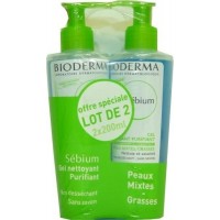 Очищающий очищающий гель Bioderma Sebium, партия 2 * 200 мл