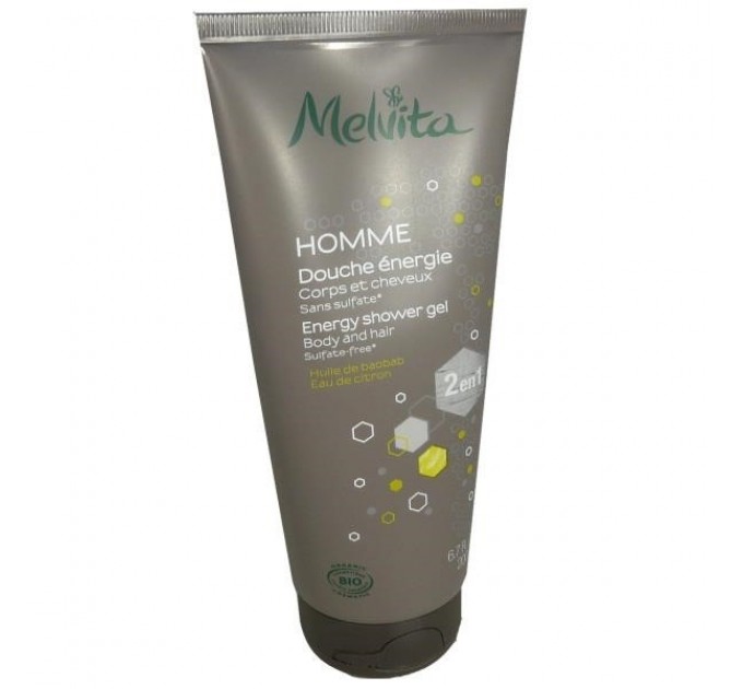 Энергетический душ для тела и волос Melvita Homme 200 мл