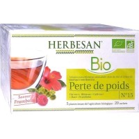 Настой для похудения со вкусом малины Herbsan Infusion Bio Perte de Poids 20 пакетиков