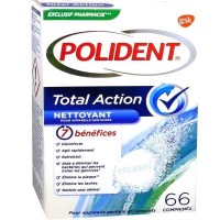 Очищающие таблетки для зубных протезов TOTAL ACTION POLIDENT 66 таблеток