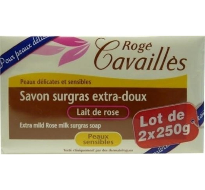 Roge cavailles extra soft surgras мыло розовое молоко 2 * 250г