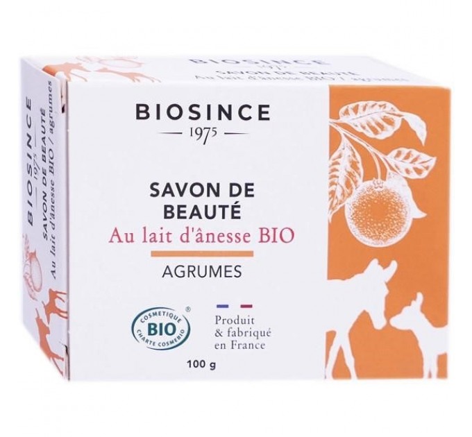 Мыло красоты biosince органическое ослиное молоко & amp; цитрусовые 100г