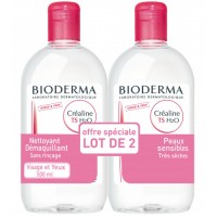 Мицеллярная вода для очень сухой кожи Bioderma Crealine TS H2O 2*500 мл
