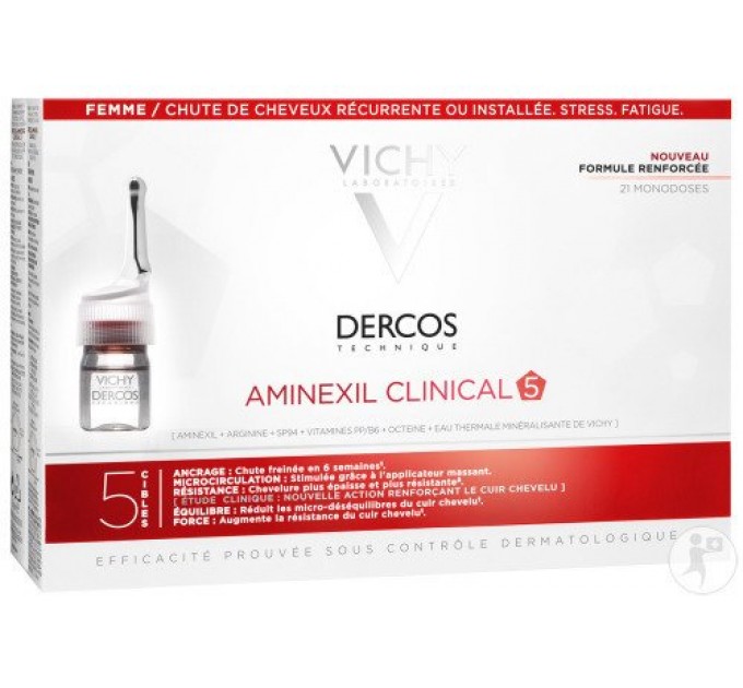 Ампулы для укрепления волос Vichy Dercos Aminexil Clinical 5 Femme 21шт