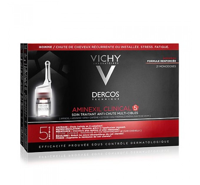 Ампулы для укрепления волос для мужчин Vichy Dercos Aminexil Clinical5 Man 21 шт